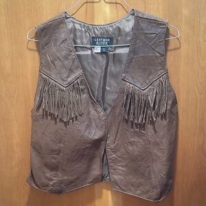 Fringe leather vest size XL